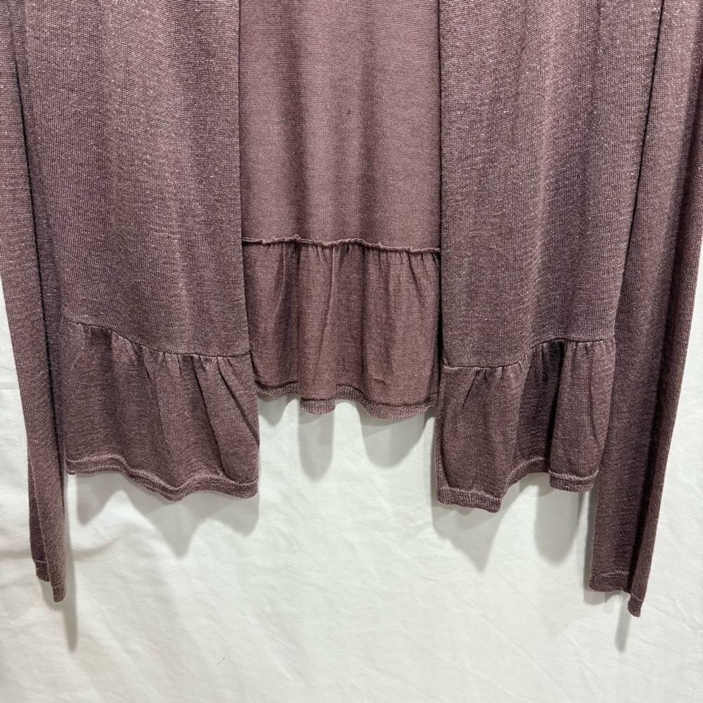 Banana Republic Metallic Ruffle Hem Open Cardigan Small Festive Office Wedding - Picture 5 of 14